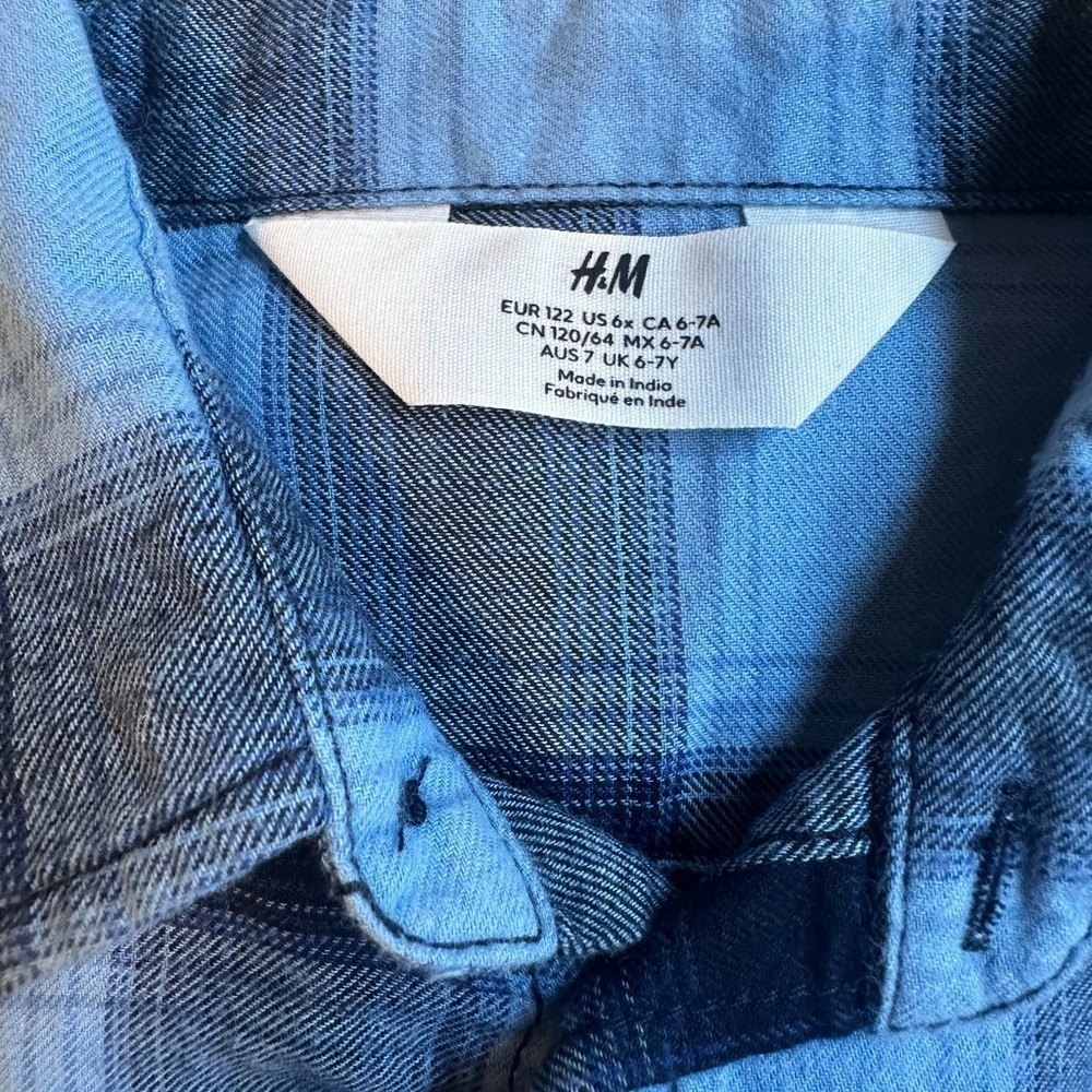 H&M Blue Plaid Kids Button Down Shirt - Picture 6 of 7